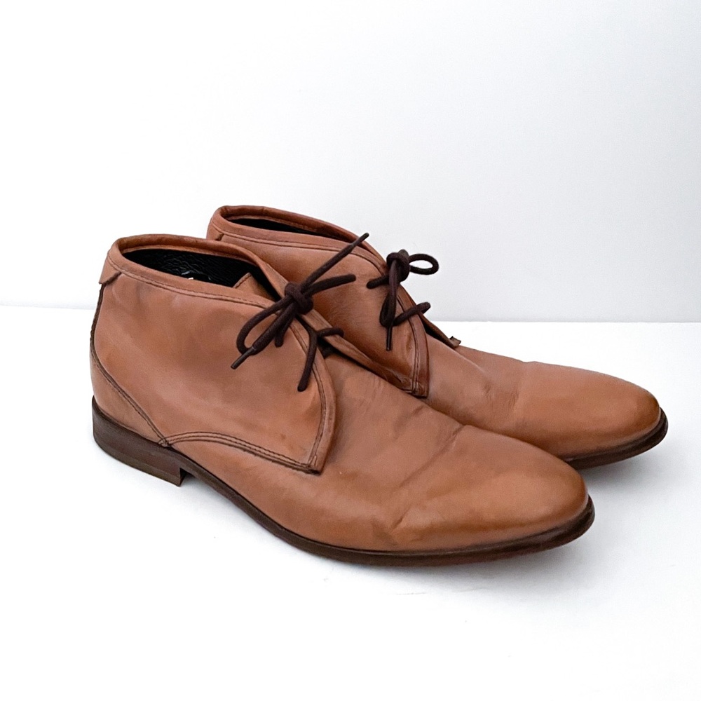 H London Tan Leather Chukka Lace Up Ankle Boots